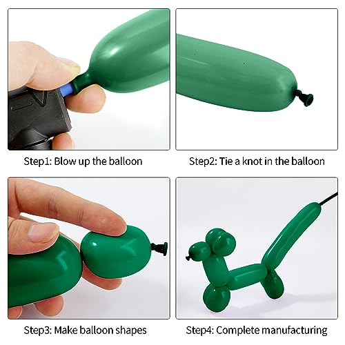 Image of 260 Balloons, 50pcs Dark Green Long Balloons for Arch, Animals Kit, Twisting