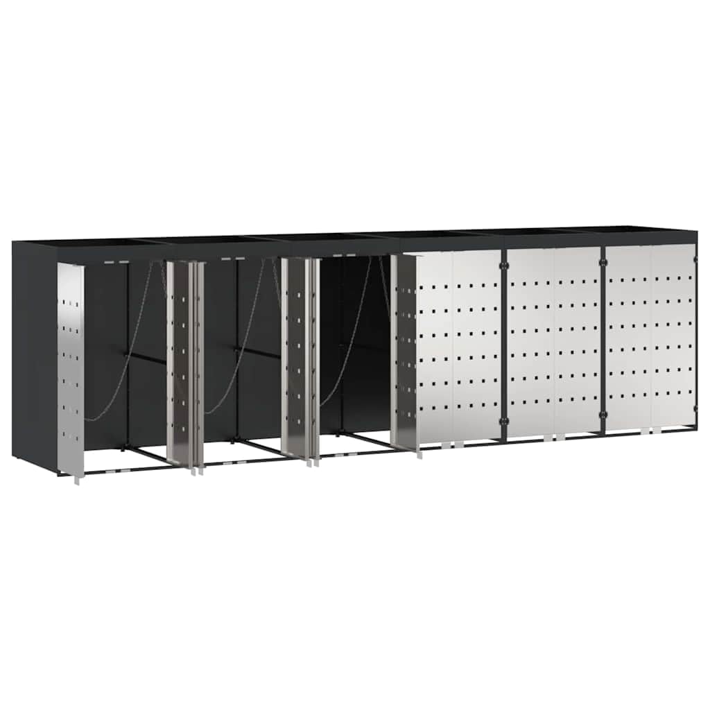 Genérico Almacenamiento de Cubos Wheelie para 3 Cubos Antracita,Casa y jardín,Productos del hogar,Accesorios para contenedores de residuos,Soportes para contenedores de residuos-3394787