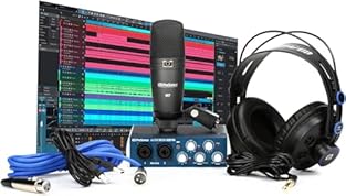 The PreSonus AudioBox 96 Studio Bundle provides a comprehensive recording solution, featuring the AudioBox USB 96 interface, HD7 headphones, M7 mic, Studio One Artist DAW, and the Studio Magic Plugin Suite - all the essentials to bring your musical v...