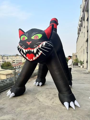 SEASONBLOW 14 Ft Giant Halloween Inflatable Black Cat Decoration LED Light Up Giant Blow Up Black Cat Archway for Halloween Party Indoor Outdoor Garden Yard Decor