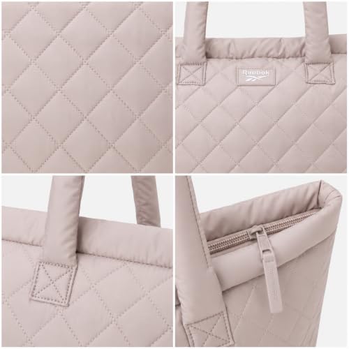 Image of Reebok Womens Tote Bag - Lightweight Carry On Puffer Quilted Tote Bag for Travel Work Travel and Daily Essentials