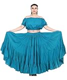 Wevez Women's Gypsy 25 Yard Solid Color Cotton Skirt (Teal)