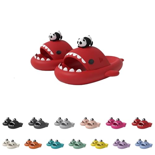 LELEBEAR Panda Shark Slides, Cloud Sharky Chanclas Unisex Beach Shark Slippers, 2025 Summer Anti-slip House Slippers