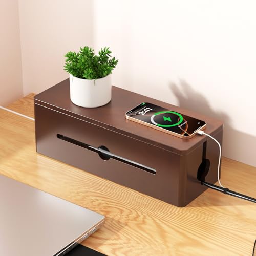 Cinati Large Cable Management Box, 15.8' Wooden Cable Organizer for Floor Wires Storage, Wall Mount...
