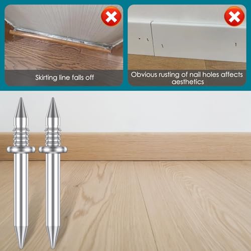 Clavos para molduras doble cabeza 400 piezas, sin marcas, diseño helicoidal para madera sólida miniatura 3