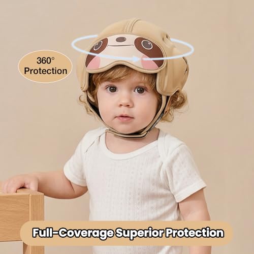 Image of Mambobaby Baby Head Protector Baby Helmet for Crawling Walking- Extra-Thick Deep Forehead Padding, Toddler Helmet 6-24 Months, Infant Safety, Ultra-Light Soft Desig-Sloth