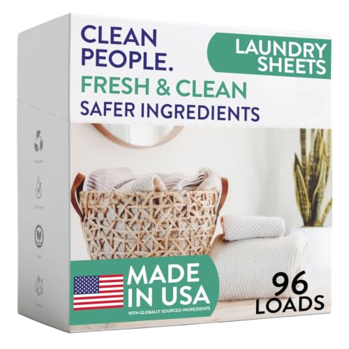 Image of The Clean People Laundry Detergent Sheets - Laundry Soap - Ultra Concentrated, Recyclable Packaging, Stain Fighting - Fresh Scent, 96 Pack