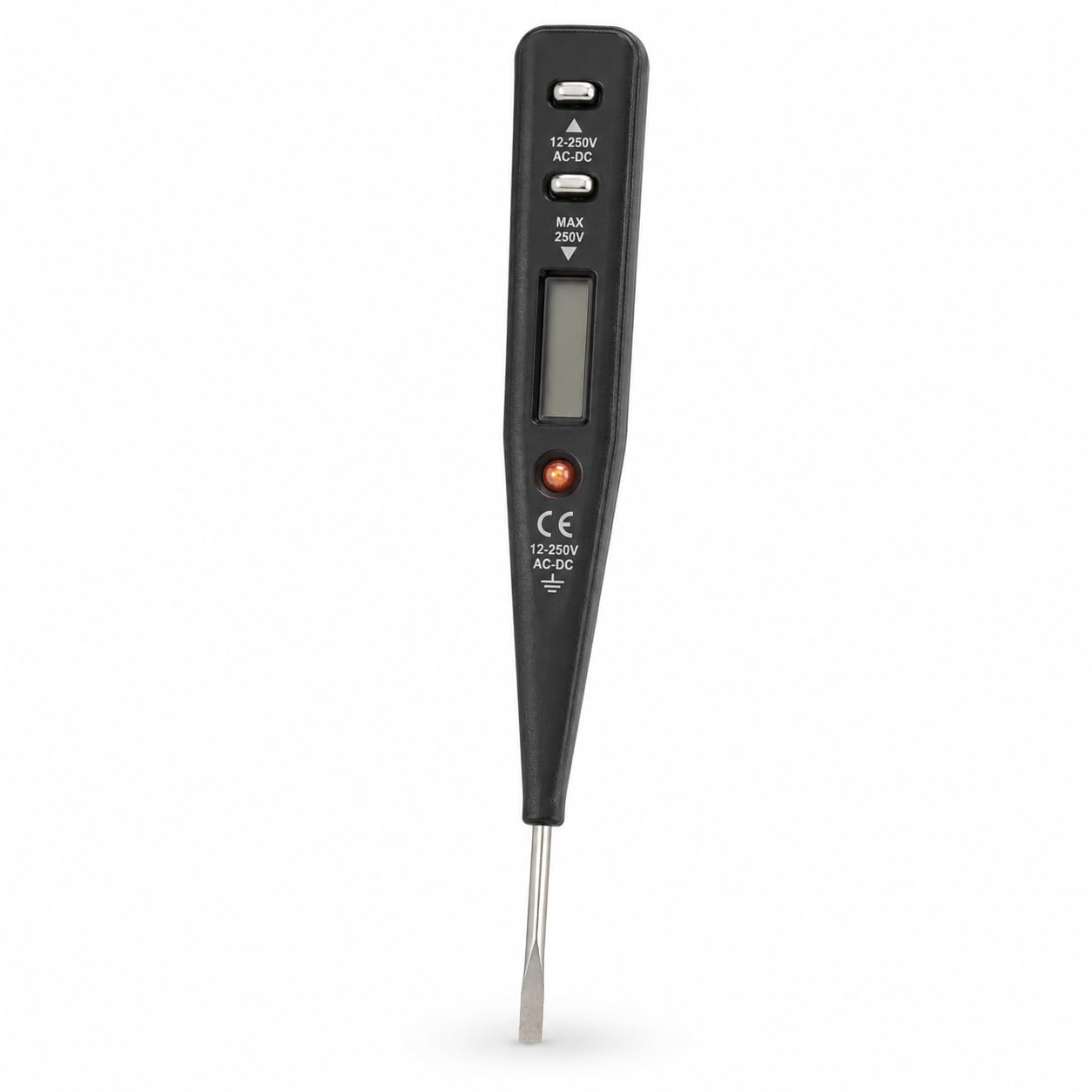 KOMBO - Cacciavite Cercafase Digitale Elettronico 200–250V, Punta Spaccata 135 mm con Display Luminoso – Tester da Elettricista Isolato, Rilevamento da 12V a 220V