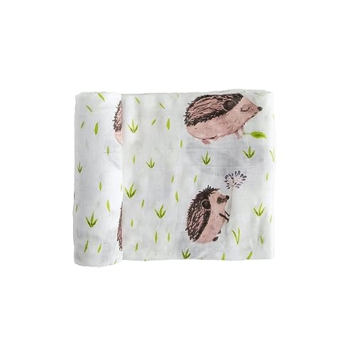 Image of Little Unicorn Deluxe Swaddle | Single | 100% Rayon Muslin from Bamboo | Super Soft | Newborns and Infants | Large 47 inch x 47 inch | Machine Washable (Hedgehog)