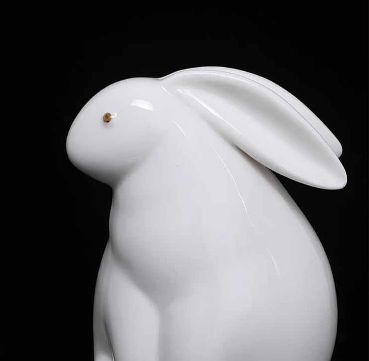 Figurina in ceramica Coniglio bianco Animale Scultura in porcellana bianca Ornamento Arti Decorazioni per la casa Ufficio Regalo di nozze