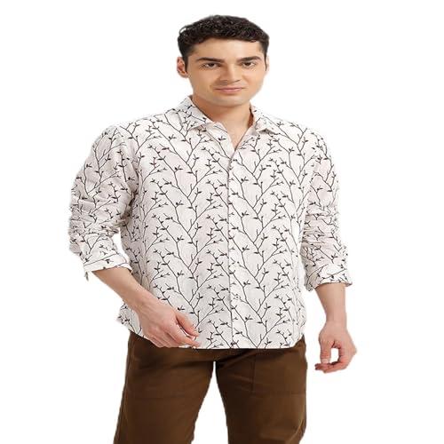 Image of BASICS Cotton-Linen Blended Men's Shirt | Slim Fit | Everyday Smart Casual Wear | Full Sleeve