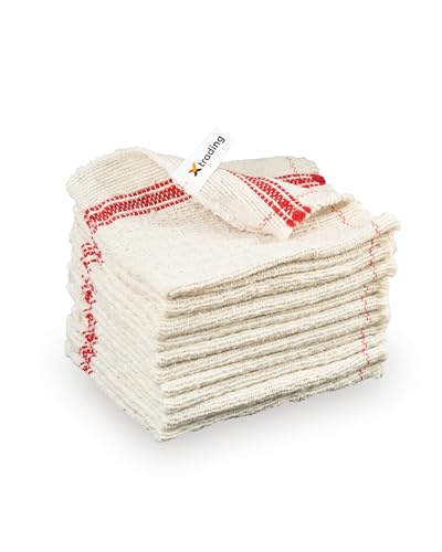 X Trading Industrietücher 30x30 cm 10er-Pack - Saugstarke Reinigungstücher aus 80% Baumwolle & 20% Polyester, Handwäsche bis 40°C, Hochwirksam gegen Schmutz, Fett & Flüssigkeiten