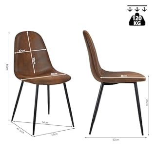 MEUBLE COSY Set di 4 Sedie da Pranzo Vintage Imbottito Senza Braccioli con Schienale in Pelle Scamosciata per Cucina Sala Soggiorno