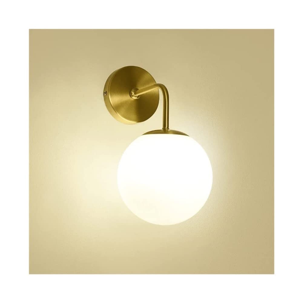 ZTCHSENZT Wall Sconces, Single Ball Lamps,E27 Milky White Glass Wall Lighting Fixture All Copper Wall Sconce Lighting Hanging Wall Lamps Suitable for Living Room Villa Hotel Aisle,Onecolor