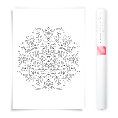 Poster de coloriage adulte mandala fleur pour un salon zen DIY