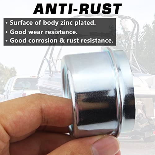 Grepspud 4Pcs 1.98'' Trailer Hub Bearing Dust Caps, Trailer Axle Dust Cap Cup Wheel Center Grease Cover Caps & 4Pcs Extra Rubber Plugs For 2000 To 3500 Lb Boat Trailer Dexter Ez Lube Trailer Camper Rv #TOP3
