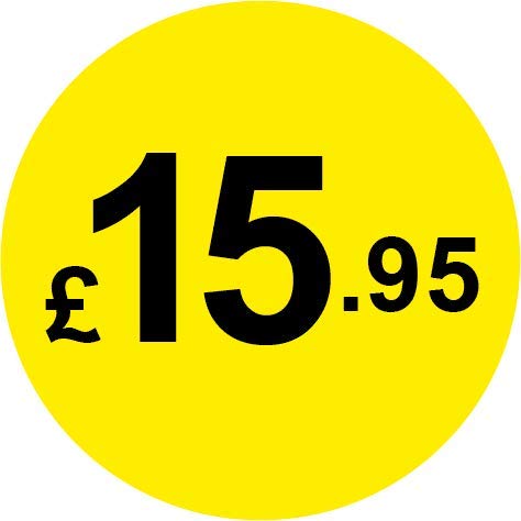 Permanent Adhesive - Black & Yellow 30mm Price Stickers/Labels from £5.45 to £17, 5000, £15.95