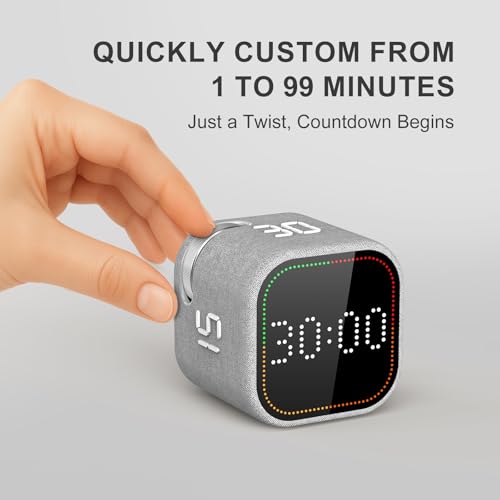 Image of REACHER Fast Custom Pomodoro Timer Cube, Productivity Timer for ADHD | Fast Custom, Silent Mode, Vibrate Reminder, Adjustable Beeps, Magnetic Base, Visual Countdown, Study, Kitchen, Classroom