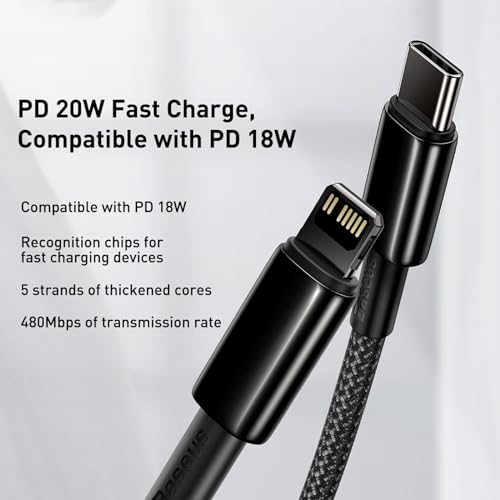 Cabo Usb-c para iPhone Lightning Baseus Fast Charging 20w 2metros