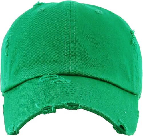 Image of KBETHOS Vintage Washed Distressed Cotton Dad Hat Baseball Cap Adjustable Polo Trucker Unisex Style Headwear