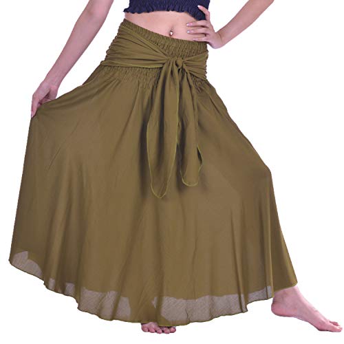 LOFBAZ Long Maxi Skirts for Women Boho Gypsy Dress Bohemian Hippie Dresses African Clothing Womens Indian Wrap Skirt Green #28 OS