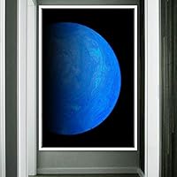 Framed Canvas Wall Art Planet Astronomy & Space Bedroom Colorful Contemporary Moon Multicolor Photography - 16x24 inches