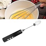 Tnfeeon USB-wiederaufladbarer Milchaufschäumer, Elektrischer Handmixer mit Edelstahl-Schneebesen, für Kaffee, Schlagsahne und Backen