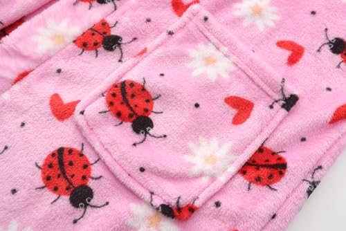 Image of Girls Soft Fleece Robes Plush Hooded Bathrobes Sleepwear for Kids 2-16 Years