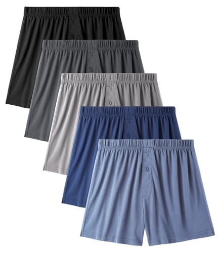 BAMBOO COOL Mens Boxers Durable Comfortable Boxer Shorts for Men Loose Ultra-Soft Mens Underwear (5 Pack) X-Large