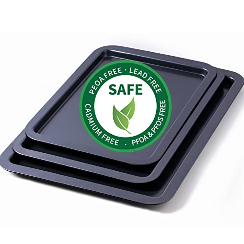 Amazqi Cookie Sheet Set Of 3 - Nonstick Baking Sheet For Oven Dishwasher Safe - Non Toxic Pfoa & Pfos Free Baking Pan - Easy Clean Thick Heavy Duty Carbon Steel (13/15/17In) #TOP22