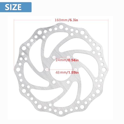 160mm Brake Disc, 160mm Brake Disc, Stainless Steel Rotor for Bicycle Brakes, Ideal for Road and Mountain Bikes Cycling