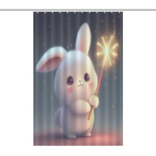 Rideau de douche lapin imperméable en tissu lavable de haute densité 122x183cm - 7