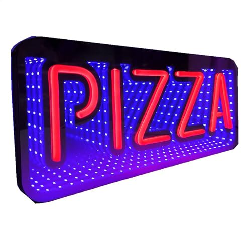 DS&DV Store Neon Sign 19 inches PIZZA Neon Sign with 3D Colourful Effect Background for Business Coffee Bar Double Sided Promotions Lights (Blue Red, PIZZA)