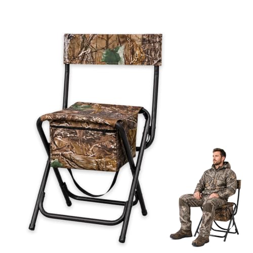 FUNHORUN Hunting Chair with Storage Bag, Folding Hunting Seat with Backrest