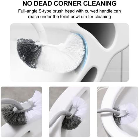 NileHome Toilet Bowl Brush, 2 Pack Small Size Toilet Brushes for Bathroom Compact Size Dense and Durable Toilet Cleaner Brush for Deep Cleaning Right Angled Toilet Scrubber for Toilet Bowl Rim