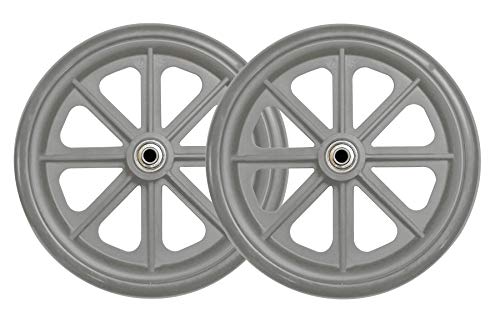 Tuffcare Caster Wheel, Hard Rubber Tire, 8" X 1"- 2 3/8" Hub Width; Fits Most Sunrise, Medline, Drive, Invacare, E&J, Guardian, Alco & Other Manual Wheelchairs (Gray, 5/16" Axle, Wide Hub) One Pair #TOP2