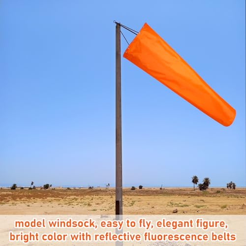 Image of Shimeyao 1 Pcs 18 x 60 Inches Heavy-Duty 420d Nylon Windsock UV & Weather Resistant Wind Sock for Outside with Dual Swivel Clips for Airport Runway, Helipad, and Industrial Sites