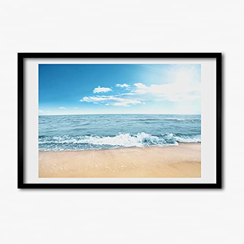 Peinture plage 60x40 cm sur cadre en bois MDF pour un habillage mural élégant