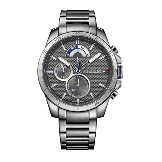 Tommy Hilfiger Analog kvarts klocka för män med rostfritt stål belagt armband 1791347