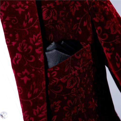 One Button Dress Party Suit Floral Tuxedo Mens 2 Piece Velvet Suits Slim Fit Mens Floral Velvet Suit4