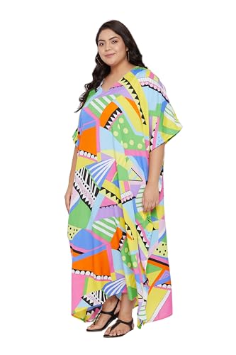 Image of Oussum Women Kaftan Plus Size Polyester Summer Lightweight Caftan Swimsuit Cover Ups Maxi African Mumu Lounge House Dress