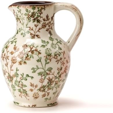 SIDUCAL Ceramic Vase with Handle, Vintage Vase, Chinoiserie Flora...