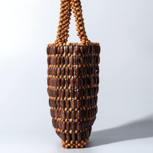 Bolso tote pequeño con cuentas de madera tejido miniatura 2