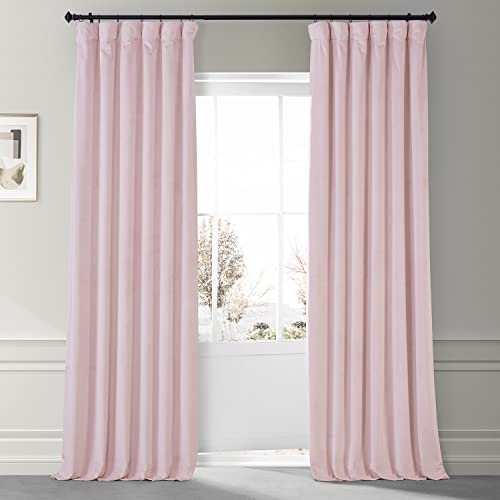 Image of HPD Half Price Drapes Signature Plush Velvet Blackout Curtains for Bedroom (1 Panel), 50W X 96L Hotel Black Out Curtains for Living Room, Thermal Insulated Blackout Curtains for Windows, Rose Water