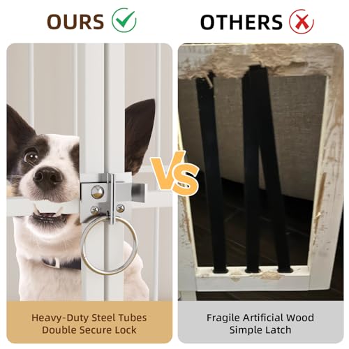 VOWNER-32-Inch-Heavy-Duty-Dog-Crate-Furniture-Decorative-Dog-Kennel-End-Table-Foldable-Wooden-Pet-House-Indoor-with-4-Lockable-Wheels-Double-Door-and-Removable-Tray-Design-for-Medium-Dogs-White VOWNER 32 Inch Heavy Duty Dog Crate Furniture Decorative Dog Kennel End Table Foldable Wooden Pet House Indoor with 4 Lockable Wheels Double Door and Removable Tray Design for Medium Dogs White