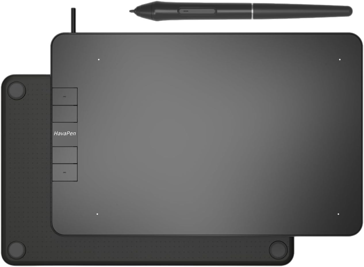 Drawing Tablet Graphics Tablet with 8192 Pressure Sensitivity Battery-Free Pen 6 x 4 inch Tablets, 4 Hot Keys Drawing Pad for Computer, Supports Mac Windows Android
