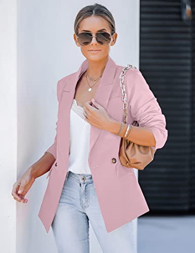 Luvamia Blazer Jackets For Women Work Casual Office Fashion Dressy Cameo Pink Womens Blazers Casual Pink Blazer Jacket For Women Cute Jackets For Women Trendy Size X-Large Fits Size 16 / Size 18 #TOP1