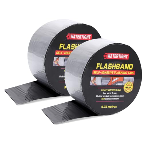 Image of Flashing Roll Tape Asphalt Membrane, 4 inches X 32 Feet 60Mil Thick Waterproof Asphalt Patch Seal Tape Roll, Self-Adhesive Roof Sealant, Asphalt Repair for Door Roof Window Gutter Outdoor （2 Rolls)