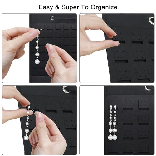 Nesyd Earring Holder Organizer, Hanging Earrings Storage Display Holds Up to 300 Pairs for Women Girls-Black 1 Pack - image 4