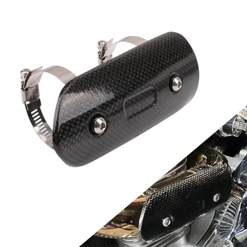 Protector Tubo Escape Fibra Carbono Moto,Escudo Termico Escape Moto Protector Universal para ATV Scooter Pit Dirt Bike Motocross Enduro Supermoto (Tamaño: 146 x 63 mm)